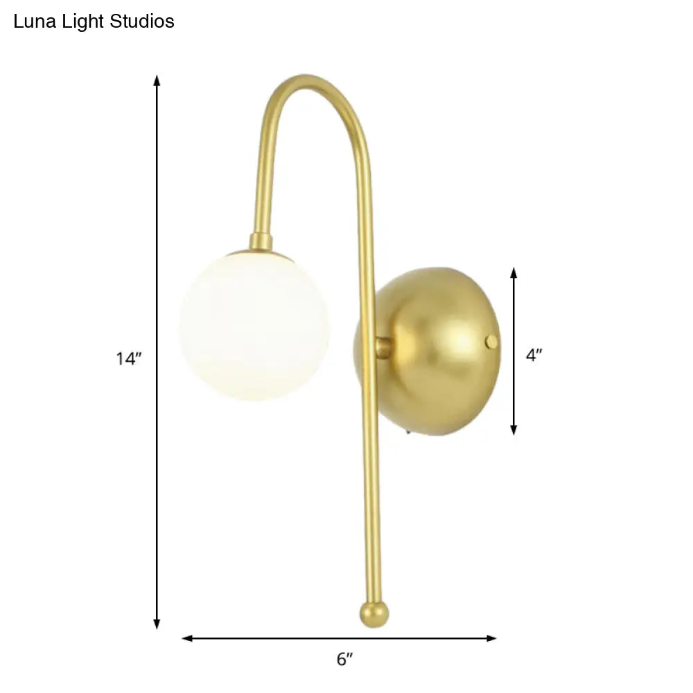 DecorBites™ DecorBites™ Modern Gold Wall Mounted Globe Light Fixture with Opal Glass for Living Room