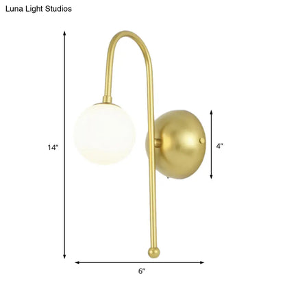 DecorBites™ DecorBites™ Modern Gold Wall Mounted Globe Light Fixture with Opal Glass for Living Room