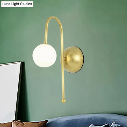 DecorBites™ DecorBites™ Modern Gold Wall Mounted Globe Light Fixture with Opal Glass for Living Room