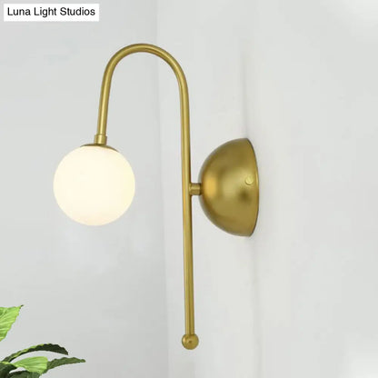 DecorBites™ DecorBites™ Modern Gold Wall Mounted Globe Light Fixture with Opal Glass for Living Room