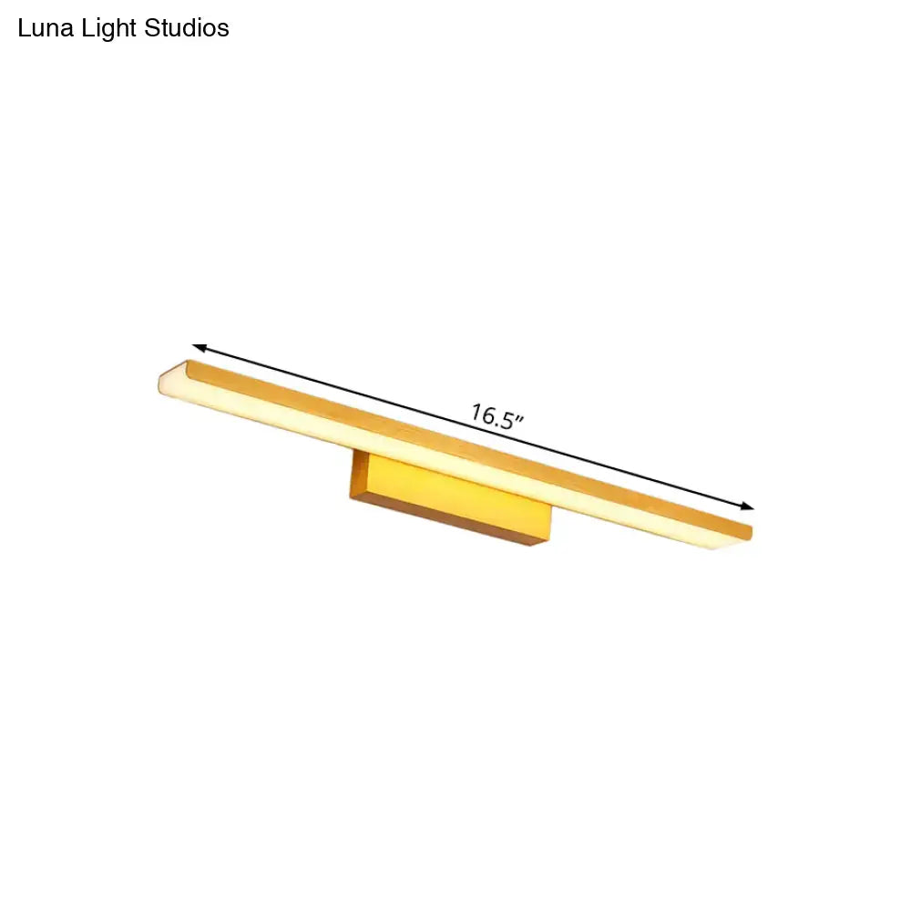Modern gold wall mounted aluminum slim led vanity light with warm white light and sleek rectangular design 16.5-inch length