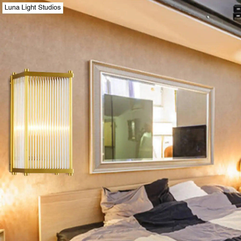 DecorBites™ DecorBites™ Modern Gold Wall Sconce Light with Fluted Crystal Detail, Perfect for Living Room