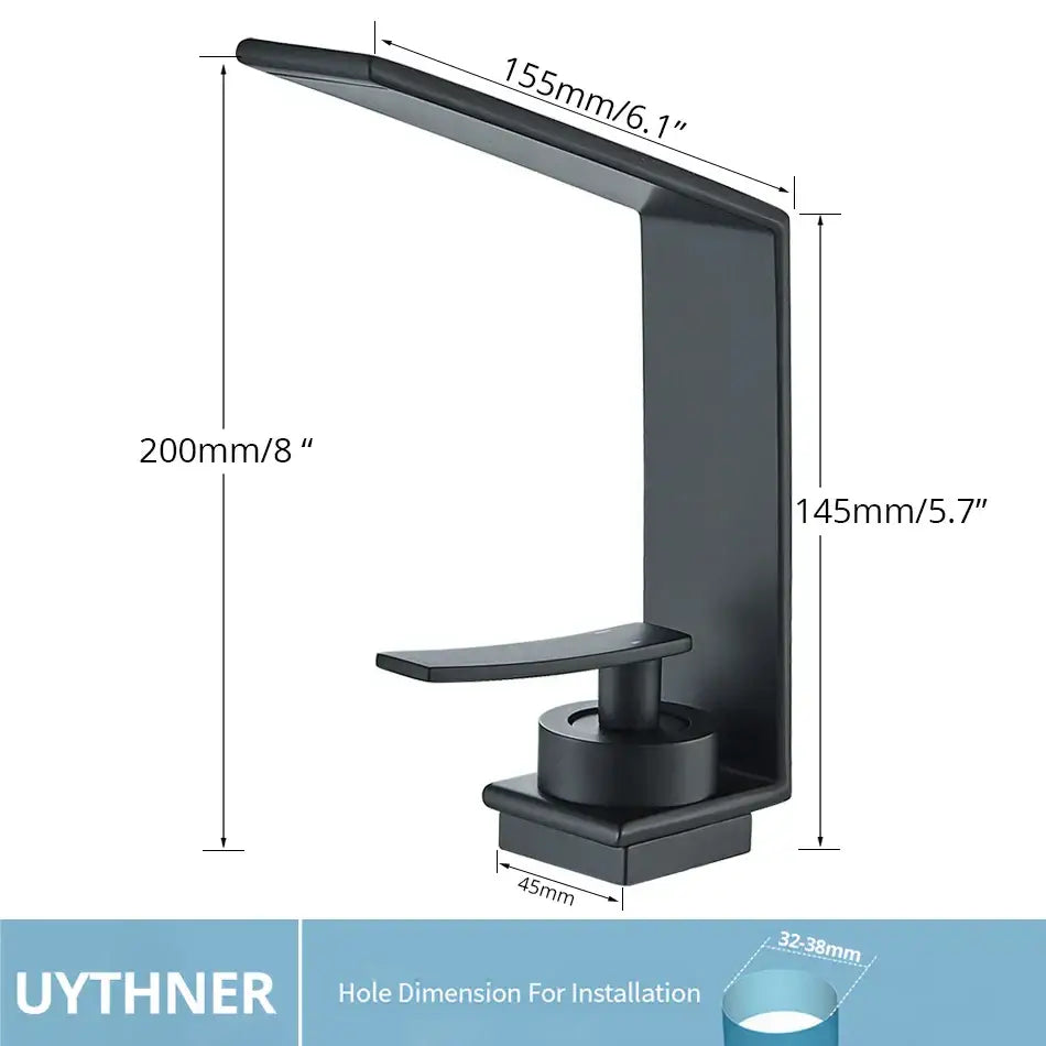 Black matte-finish modern basin faucet with sleek angular design and integrated handle from decorbites basin faucet collection