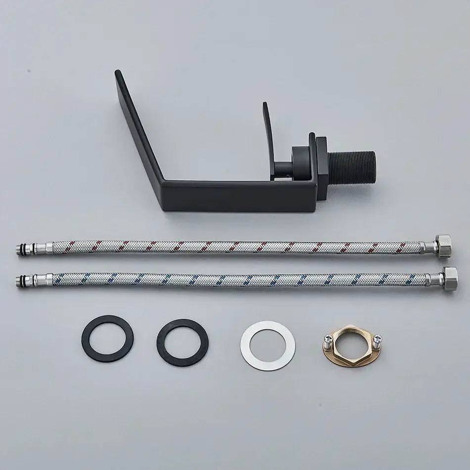 Black matte basin faucet with modern minimalist design and integrated handle for decorbites basin use