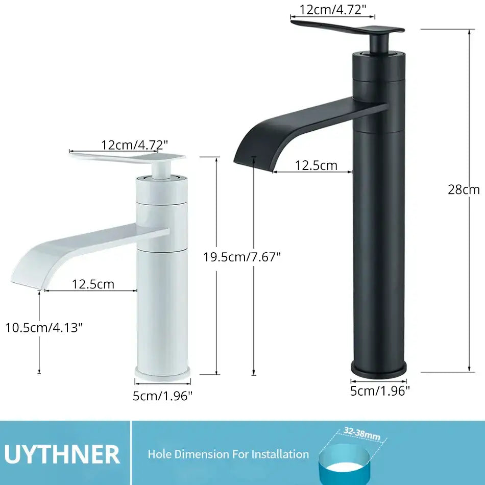 Modern gold waterfall basin faucet by uythner with sleek white and matte black decorbites basin faucet options