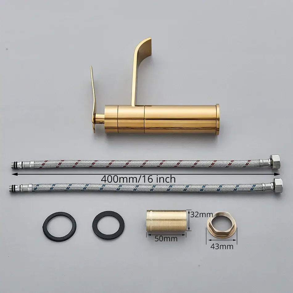 Modern gold waterfall basin faucet by decorbites with sleek minimalist design and brushed metal finish for bathroom decor