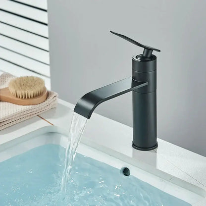 Modern matte black waterfall basin faucet with sleek minimalist design by decorbites basin faucet for bathroom decor