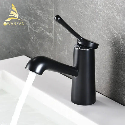 Modern gold waterfall basin faucet with black matte single-handle sleek design for bathroom decorbites gold waterfall