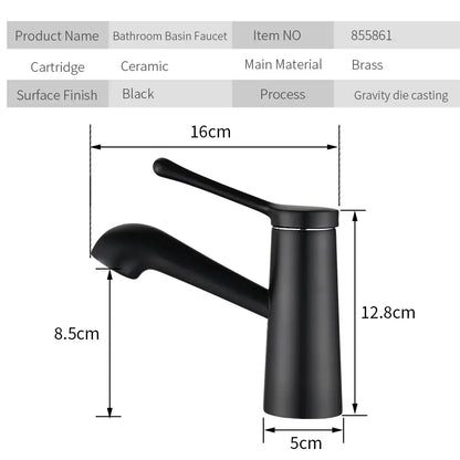 Modern black matte-finish brass bathroom basin faucet with ceramic cartridge and sleek design for decorbites gold waterfall use