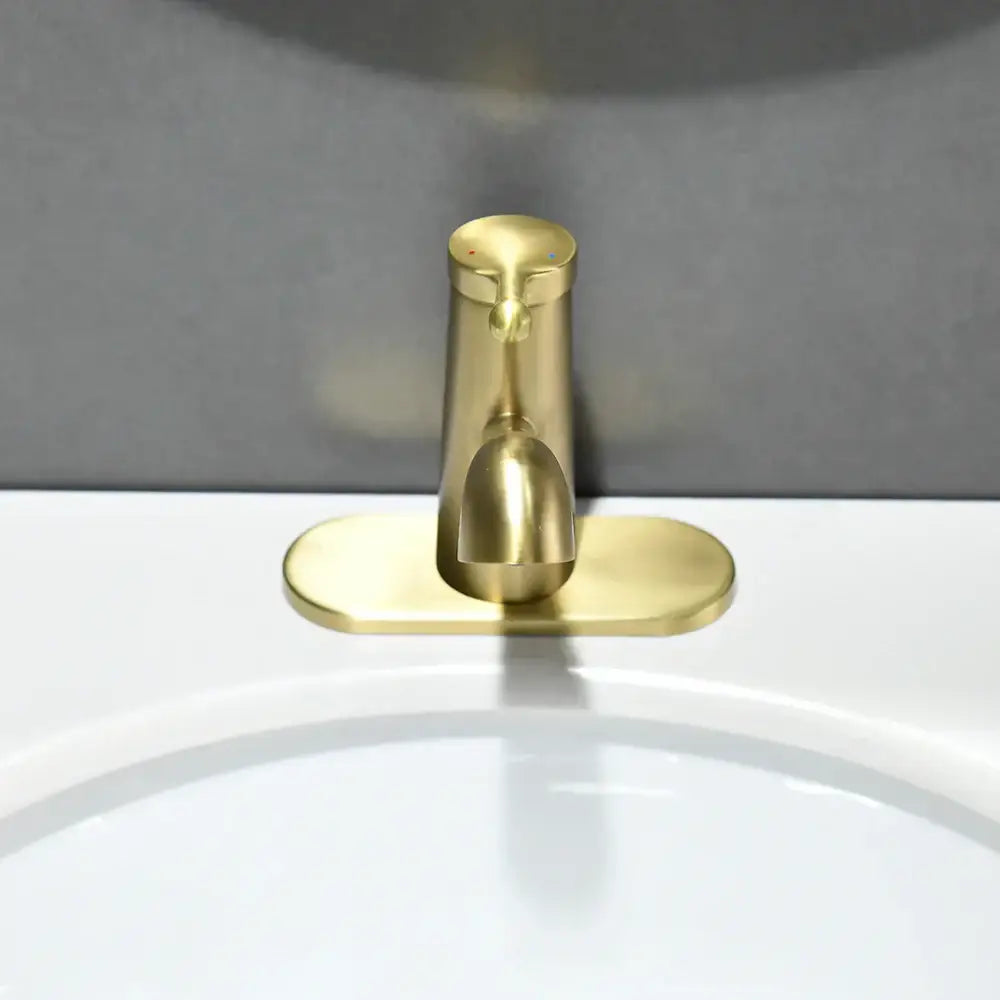 Modern gold waterfall basin faucet in brass finish with single handle and oval base plate for bathroom decorbites gold waterfall