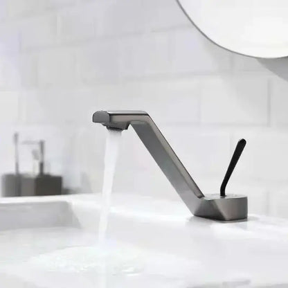 Modern matte black basin faucet with sleek angular design and single lever handle for bathroom decorbites black basin