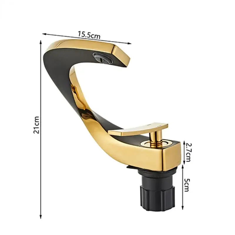 Modern gold waterfall brass basin faucet with sleek curved design in gold and black for bathroom decorbites brass basin
