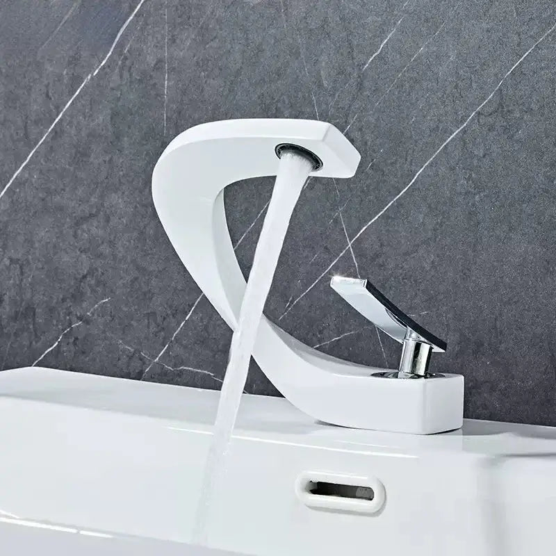 Modern white ceramic basin faucet with sleek curved design and chrome handle for decorbites brass basin bathroom use