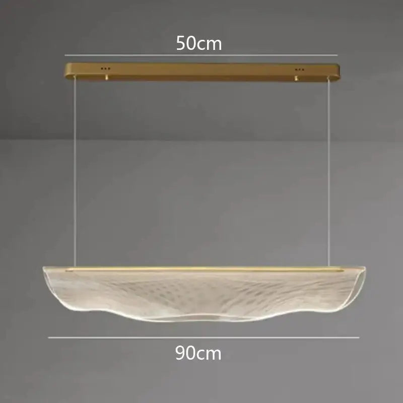 Modern gold wave mesh pendant light with translucent wave-shaped glass shade for dining room decorbites dining room lighting