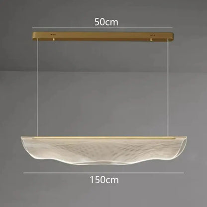 Modern gold wave mesh pendant light with translucent wave-patterned glass shade for decorbites dining room lighting