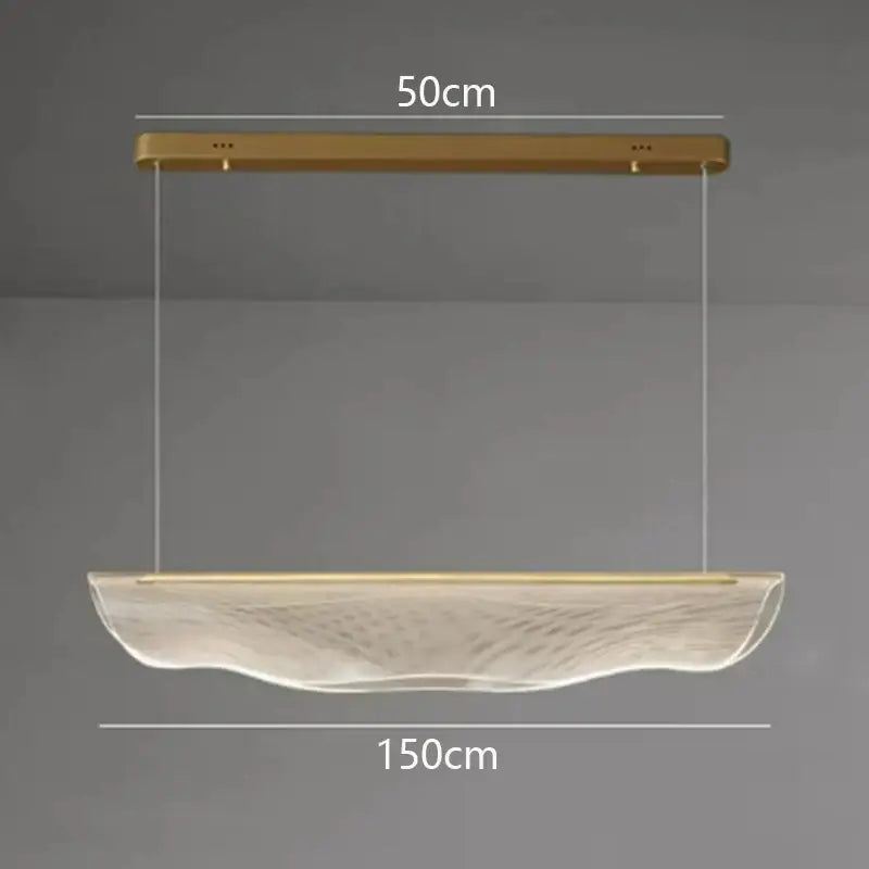 Modern gold wave mesh pendant light with translucent wave-patterned glass shade for decorbites dining room lighting