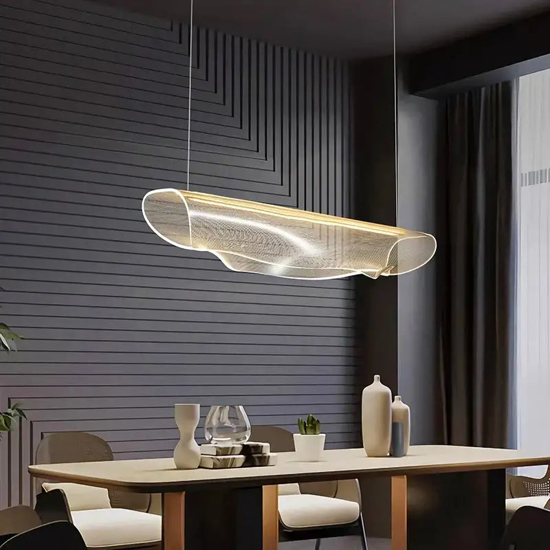 Modern gold wave mesh pendant light with translucent material for dining room decorbites dining room lighting