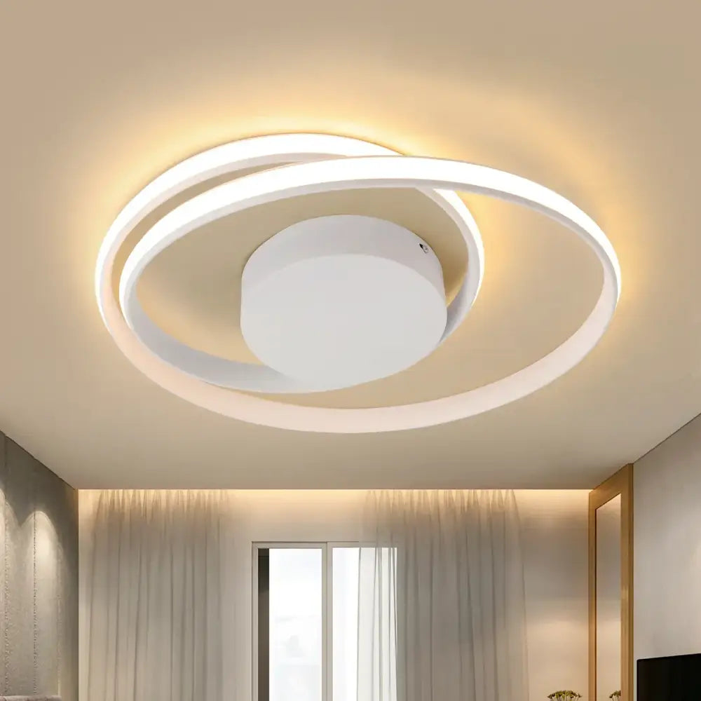 Modern gold and white dimmable led ceiling lamp with circular rings and central diffuser for living room decorbites dimmable led