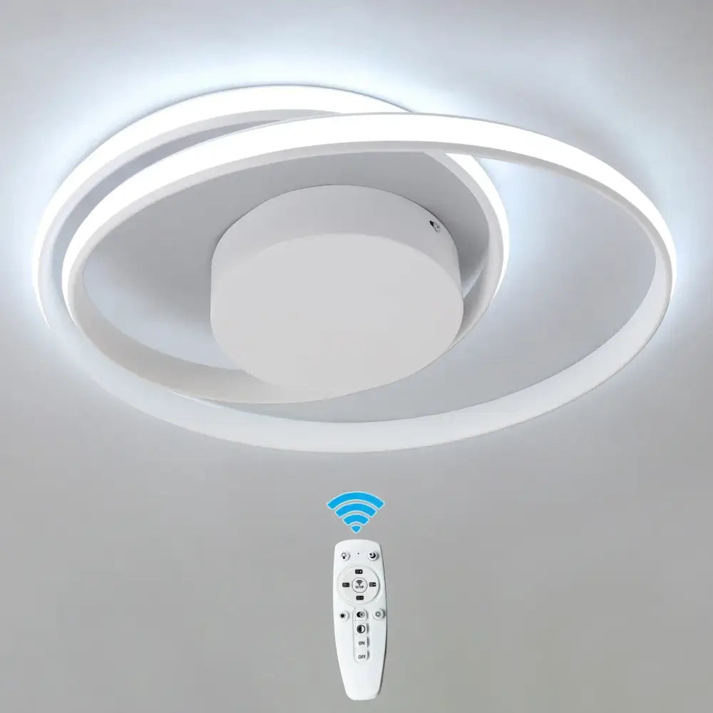 Modern gold and white dimmable led ceiling lamp with two concentric rings and remote control decorbites dimmable led fixture
