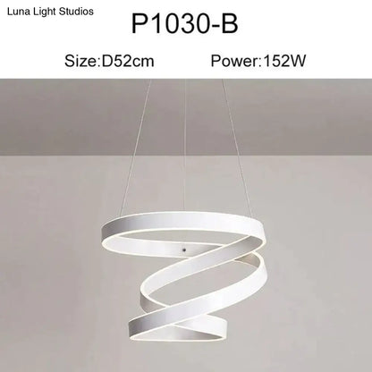 White spiral pendant light with sleek modern design and minimalist finish modern led pendant for dining room