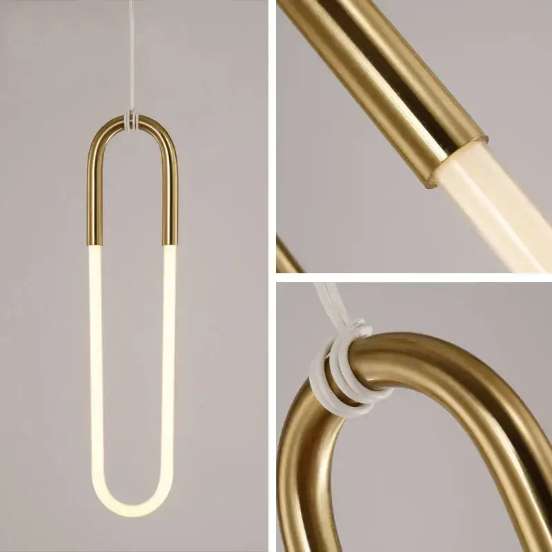Modern gold pendant lights with a u-shaped design and integrated led strip for living room decorbites pendant lights
