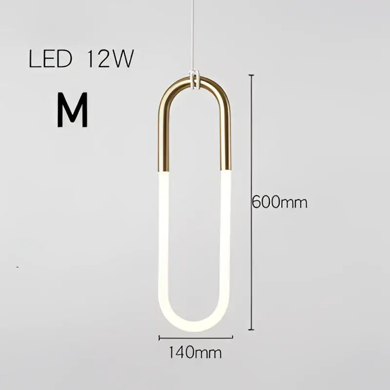 Gold-toned u-shaped pendant light with white led glow 12w size m modern gold pendant lights for living room decor