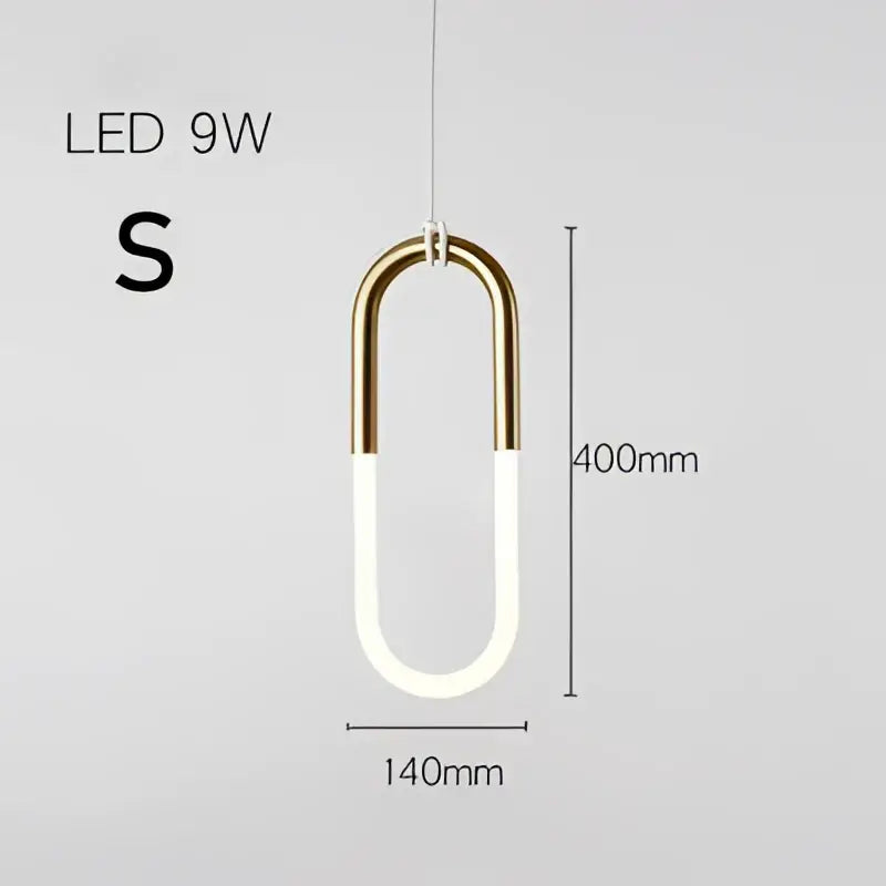 Modern gold and white u-shaped pendant light with led bulb for living room decor featuring decorbites gold pendant design