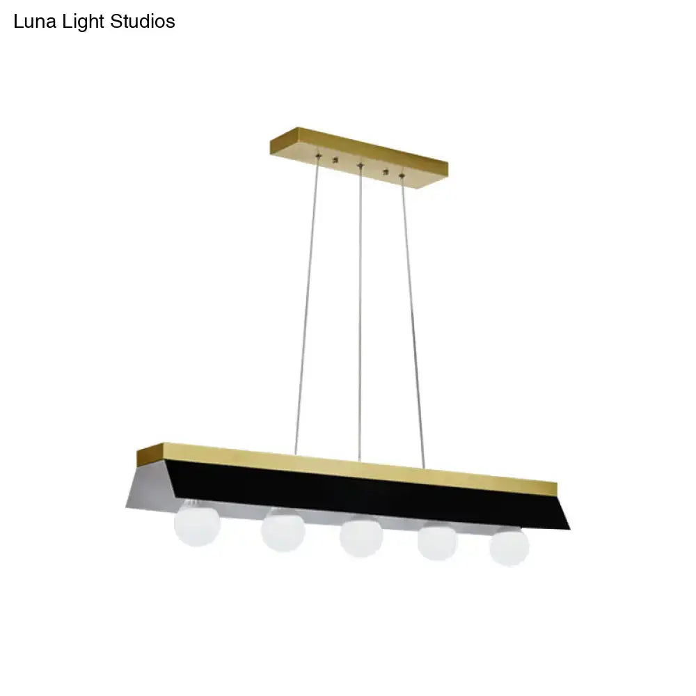 Decorbites modern rectangular pendant light with black white shade and frosted globe bulbs for restaurant use