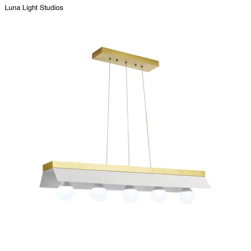 DecorBites modern wood island billiard light with black white shade and brushed gold frame for restaurant use with led bulbs