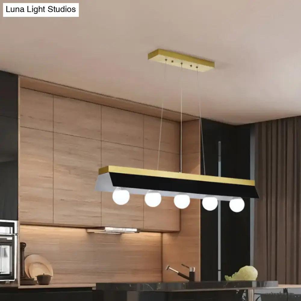 Decorbites modern wood island billiard light with black white shade and five led incandescent fluorescent bulbs