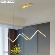 Decorbites minimalist z-shaped island pendant light fixture in gold finish with led design for dining room lighting
