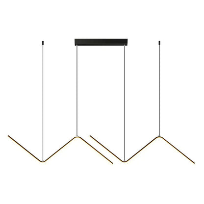 Modern black and gold zigzag pendant lighting fixture with sleek minimalist design for dining room illumination