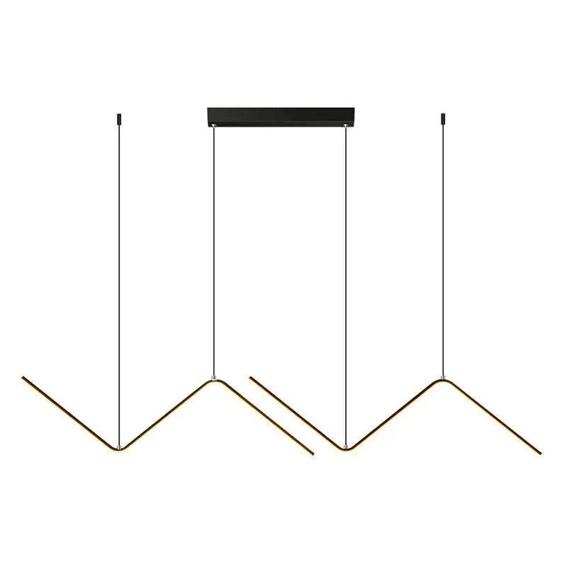 Modern black and gold zigzag pendant lighting fixture with sleek minimalist design for dining room illumination