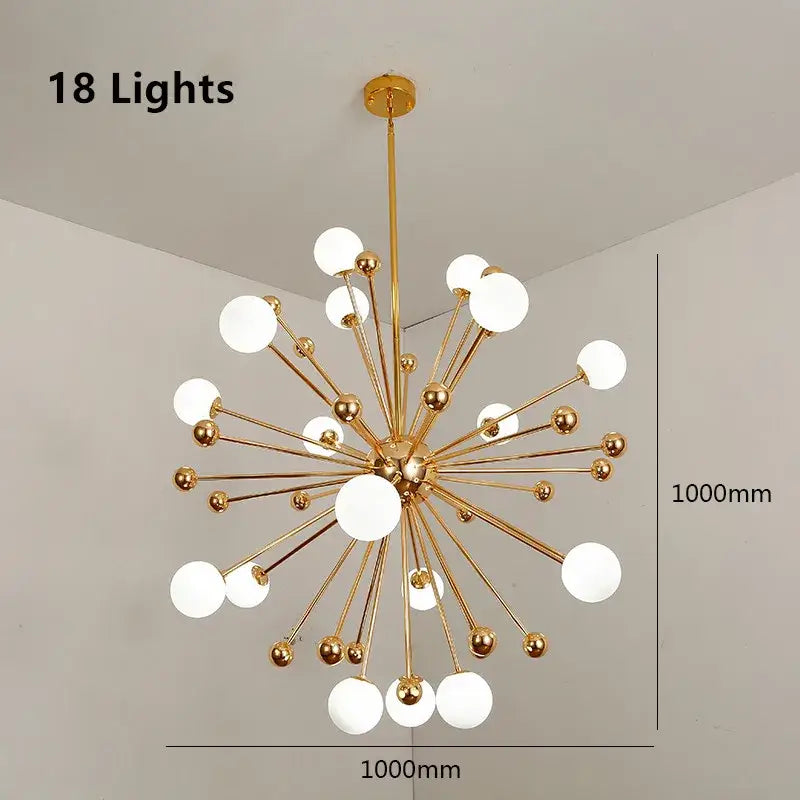 Modern golden acrylic molecule chandelier with 18 frosted glass globes in a gold finish for kitchen decorbites golden acrylic