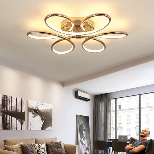 Modern golden aluminum ceiling lights featuring five interlocking ring design for living room decorbites ceiling lights