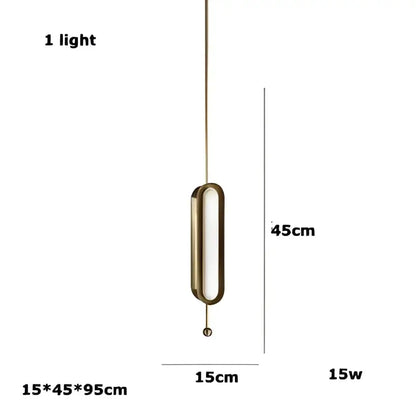A modern golden art deco iron chandelier pendant light with a sleek gold frame and rectangular glass panel for dining room decor