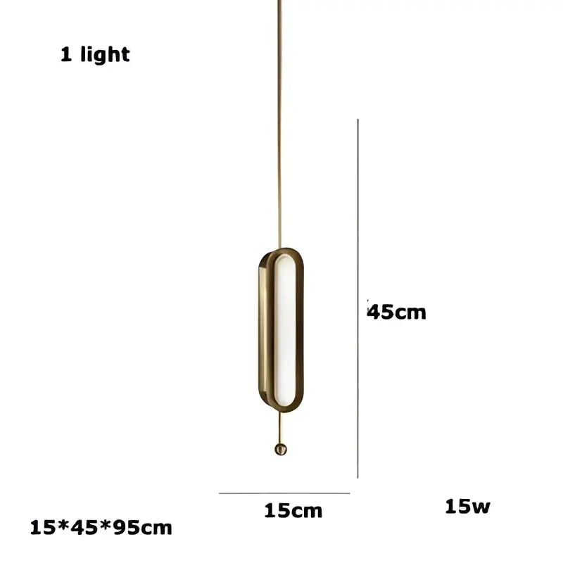 A modern golden art deco iron chandelier pendant light with a sleek gold frame and rectangular glass panel for dining room decor