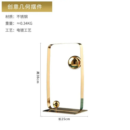 A sleek gold-toned decorbites golden ball cube sculpture made of stainless steel for modern living room decor
