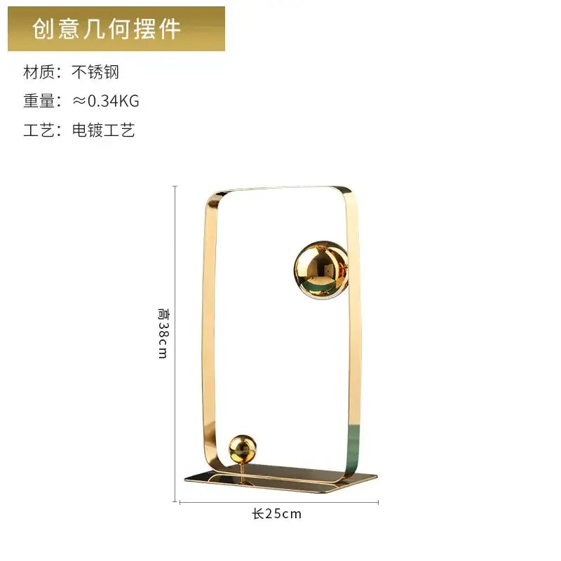 A sleek gold-toned decorbites golden ball cube sculpture made of stainless steel for modern living room decor