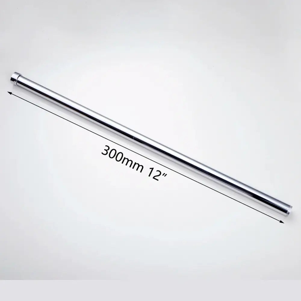 Modern golden black stainless steel shower arm extension rod with sleek chrome finish and polished reflective surface