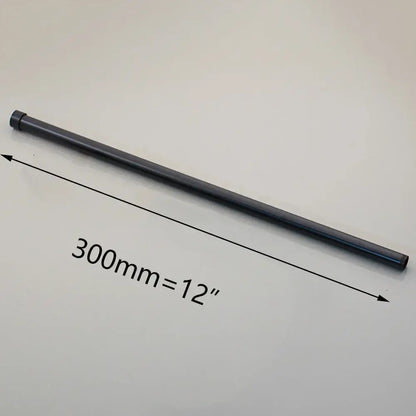 A sleek matte black stainless steel shower arm extension rod from decorbites golden black with smooth capped ends