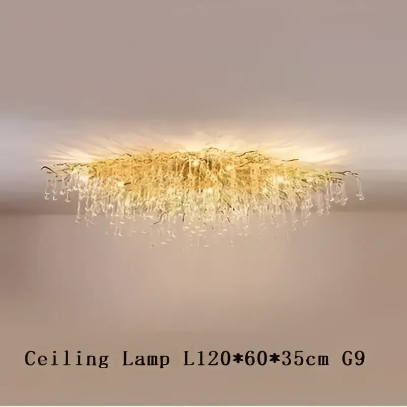 Modern golden branch crystal led living room chandelier with radiant cascading design from decorbites crystal led collection