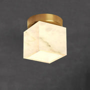 Modern golden brass marble square ceiling lamp with white marble-like body for bedroom decorbites ceiling lamp