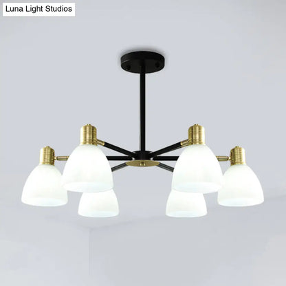 Lámpara de techo colgante moderna dorada con cúpula de cristal opalino, 5/6/8 luces