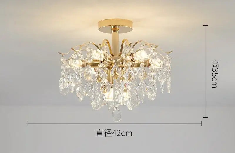 Modern golden crystal led chandelier featuring gold-toned frame and cascading clear crystal droplets for living room decorbites crystal led lighting
