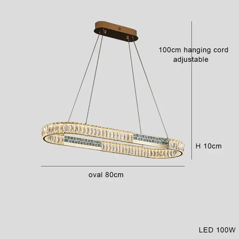 Modern golden crystal ring ceiling chandelier with two concentric crystal rings and led lighting for luxury decorbites decor