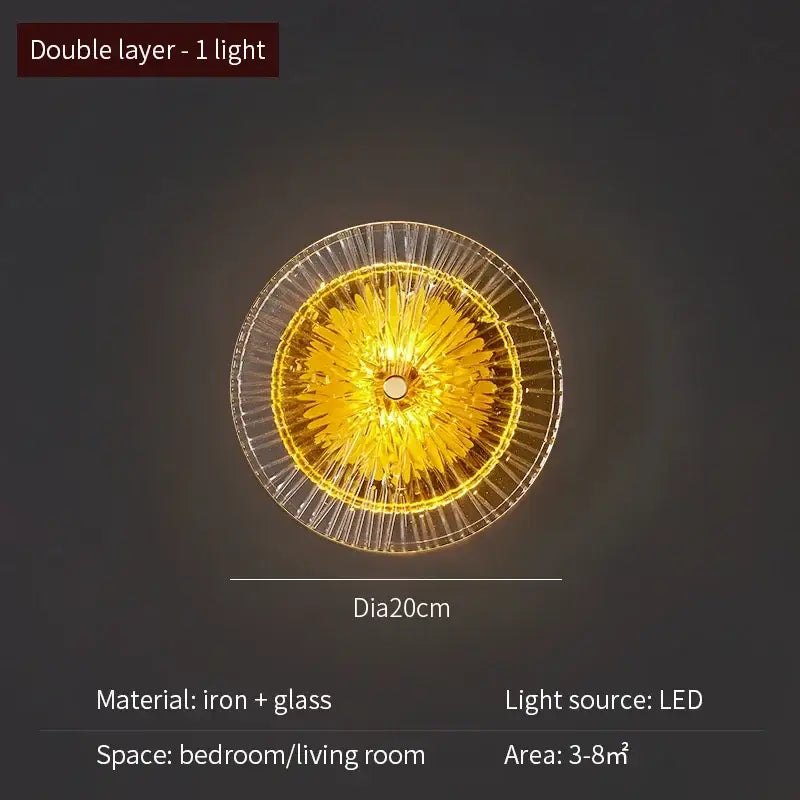 Modern golden crystal wall lamp set of 4 featuring circular double-layered led wall lamp with iron frame emits warm light