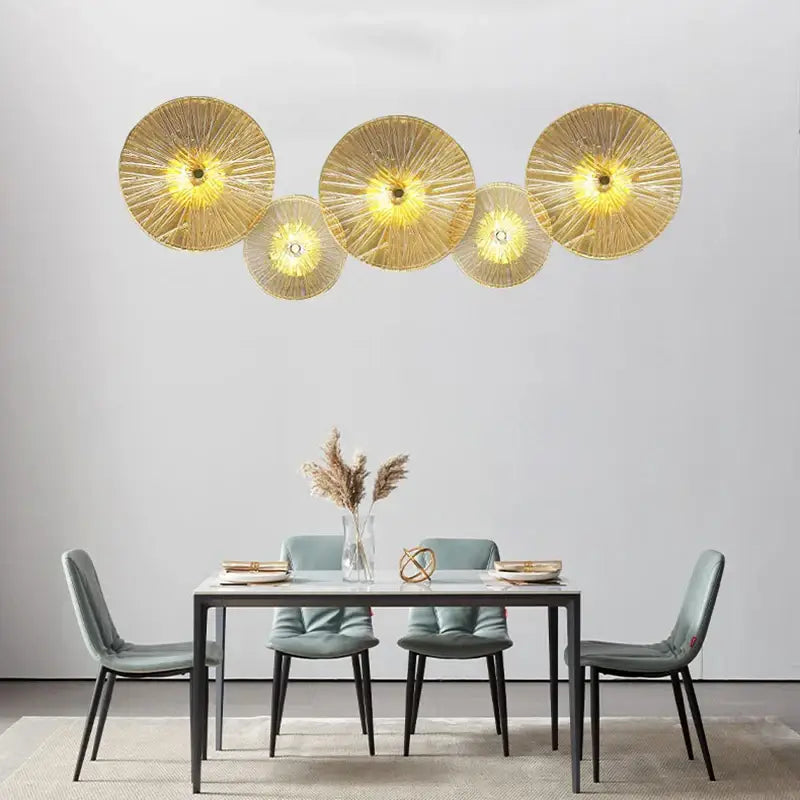Modern golden crystal wall lamp set of 4 with radial fan design for living room decorbites crystal wall lamp