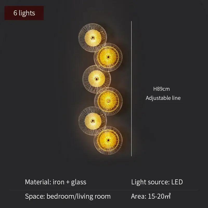 Modern golden crystal wall lamp set of 4 with six-light adjustable iron and glass led wall lamp for living room decorbites crystal wall