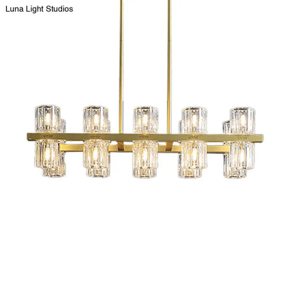 ديكوربايتس™ مصباح كريستالي أسطواني ذهبي حديث مع أضواء جزيرة 10/20 لطاولات الطعام